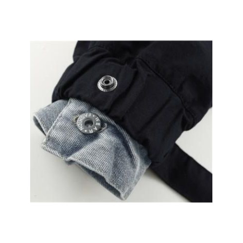 設計感連帽拼接牛仔外套男女情侶春秋韓版復古休閒風衣大碼300斤