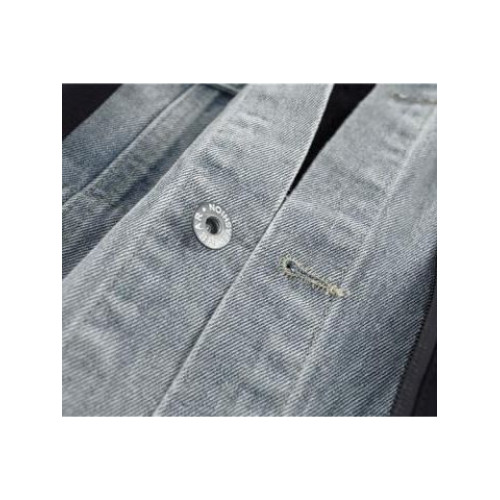 設計感連帽拼接牛仔外套男女情侶春秋韓版復古休閒風衣大碼300斤