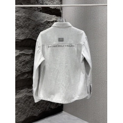 春秋新款做舊水洗繙領牛仔襯衫男士寬鬆高級潮牌痞帥夾克百搭外套