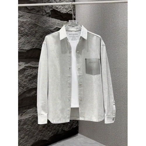 春秋新款做舊水洗繙領牛仔襯衫男士寬鬆高級潮牌痞帥夾克百搭外套