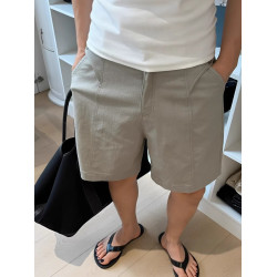 夏季新款男士亞麻清爽透氣短褲中腰微寬鬆老錢顯貴百搭直筒休閒褲