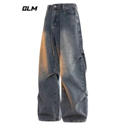 【敖瑞鵬代言】GLM官方美式高街牛仔褲秋冬休閒褲男款直筒長褲子