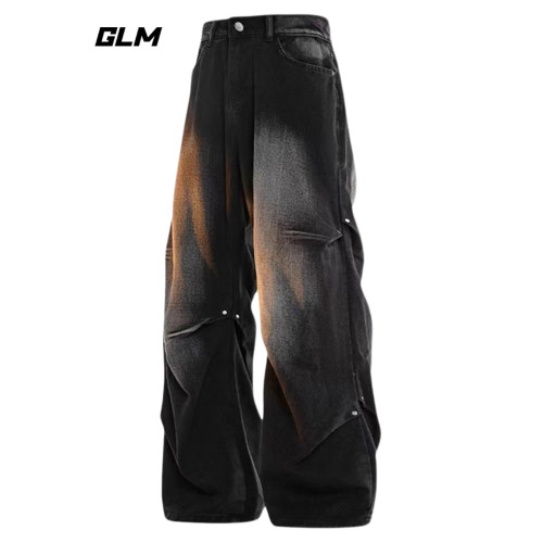 【敖瑞鵬代言】GLM官方美式高街牛仔褲秋冬休閒褲男款直筒長褲子