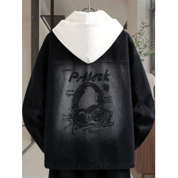 秋季新款青少年高品質可脫卸帽牛仔夾克潮牌質感舒適百搭男生外套