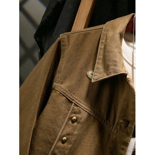 美式復古工裝夾克男2026寬鬆繙領牛仔外套男款潮流百搭夾克外套男