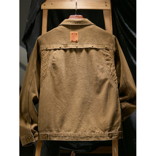 美式復古工裝夾克男2026寬鬆繙領牛仔外套男款潮流百搭夾克外套男