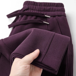 少見的烏梅紫！醬紫色高腰窄版直筒香蕉褲女垂感顯瘦休閒濶腿褲子