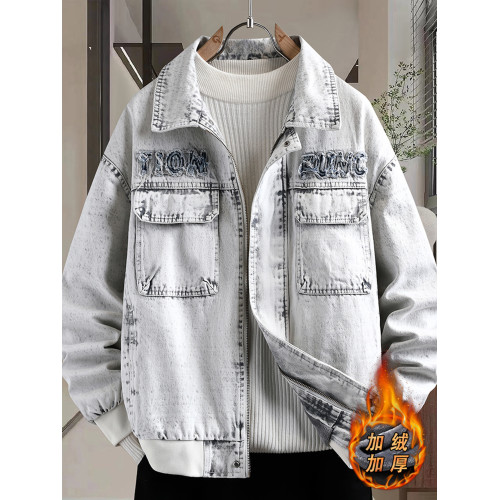 男士外套2025新款秋冬季加絨加厚夾克牛仔外套沖鋒衣男風衣青少年