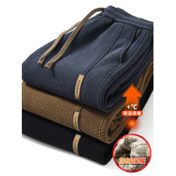 加絨加厚褲子男秋冬季針織大碼運動長褲2025新款寬鬆束腳休閒褲男