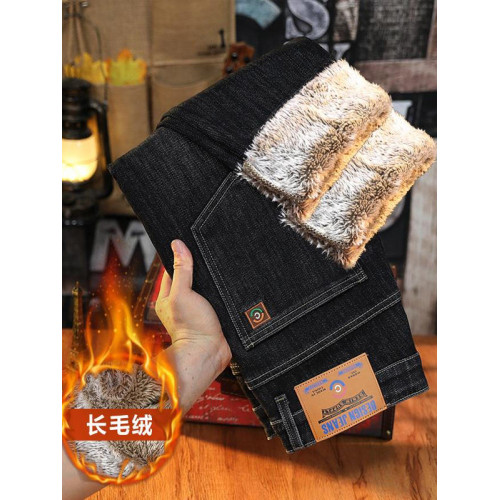 加絨加厚牛仔褲男士2025冬季保暖厚絨長褲彈力舒適歐版小直筒男褲