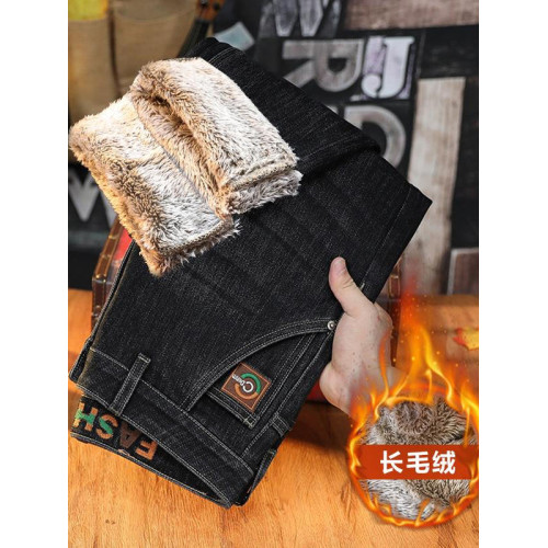 加絨加厚牛仔褲男士2025冬季保暖厚絨長褲彈力舒適歐版小直筒男褲