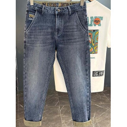 2025夏季薄款男士牛仔褲寬鬆新款高檔休閒時尚直筒彈力夏天褲子