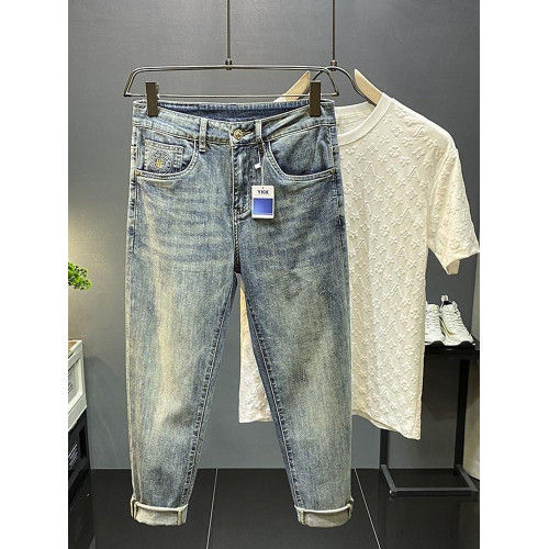 2025夏季薄款男士牛仔褲寬鬆新款高檔休閒時尚直筒彈力夏天褲子