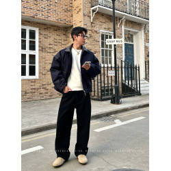 OXFREAK「基礎通勤 cleanfit」A字白色牛仔褲男加絨加厚保暖褲子