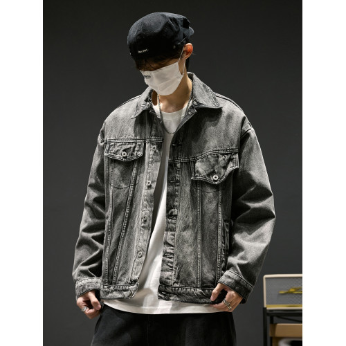 牛仔外套男春季復古水洗做舊工裝夾克ins高街痞帥男裝休閒上衣潮