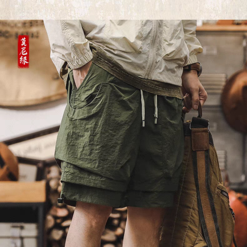 清倉撿漏戶外美式工裝四分短褲男夏季寬鬆假兩件山系速乾褲五分褲