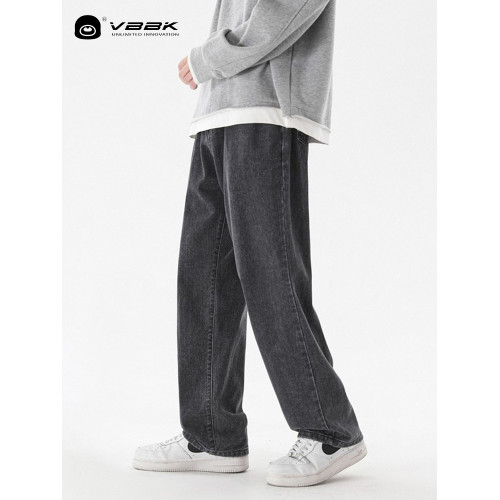 VBBK時尚潮流寬鬆直筒美式牛仔褲男初秋情侶濶腿休閒春季長褲子女