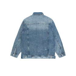 GUGR  寬鬆微濶 高品質石磨水洗牛仔外套美式重磅復古百搭夾克衫