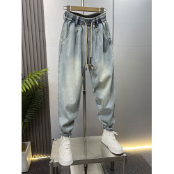 25秋冬新款復古水洗牛仔褲男美式寬鬆痞帥小腳哈倫褲休閒老爹褲潮