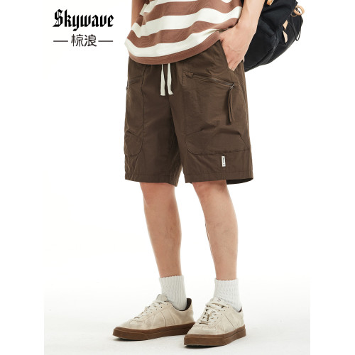 冰絲工裝短褲男夏季薄款寬鬆多口袋直筒休閒褲美式戶外速乾五分褲