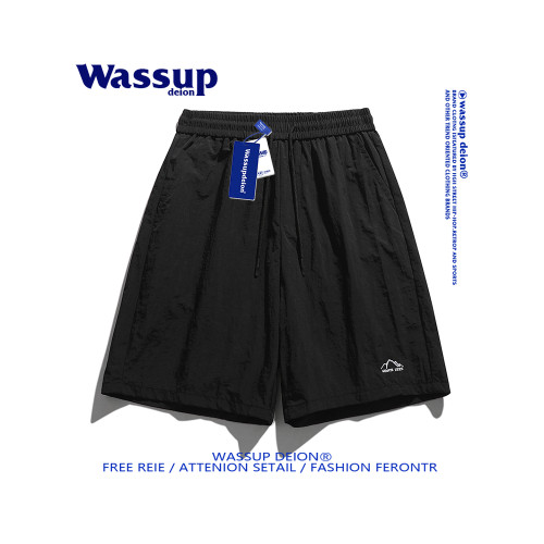 wassupdeion多巴胺夏季薄款五分褲男紫色潮牌速乾寬鬆情侶沙灘褲