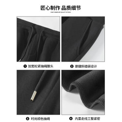 廻力褲子男款加厚春季男士直筒衛褲青少年美式寬鬆大碼運動休閒褲