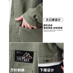 香港2025秋季純棉休閒工裝牛仔外套男士寬鬆中年夾克百搭男裝上衣