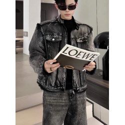 美式復古個性牛仔外套男款春秋季高級感酷帥夾克時尚立領黑牛仔褂