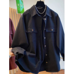 300斤大碼遮肉顯瘦安哥拉紅牛仔外套男女春秋加肥polo領超火上衣