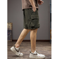 夏季薄款涼感速乾工裝短褲男寬鬆休閒直筒五分褲美式機能運動中褲