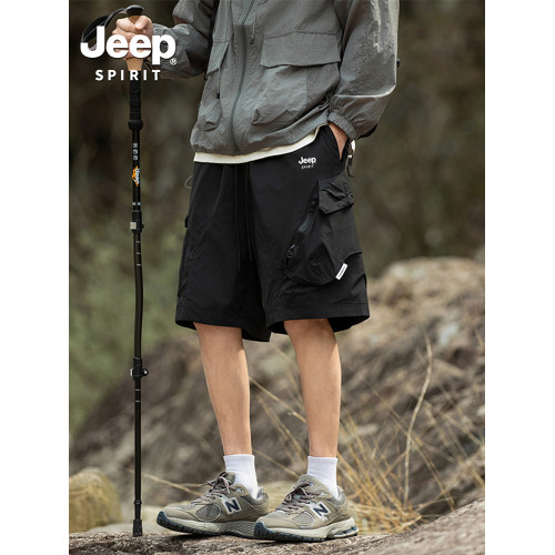 Jeep spirit吉普口袋機能工裝短褲男夏季潮牌休閒寬鬆直筒五分褲