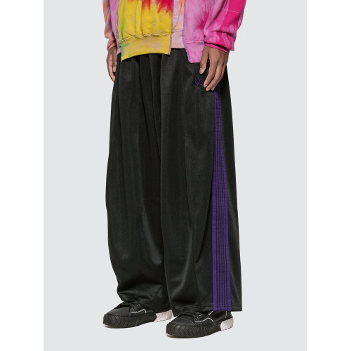 Needles蝴蝶刺綉歐美os寬版大碼褲男女情侶純色運動休閒濶腿褲ins