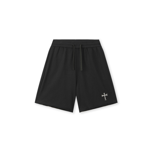 BONELESS十字塗鴉散邊短褲發泡印花抽繩夏季衛褲休閒運動五分褲男