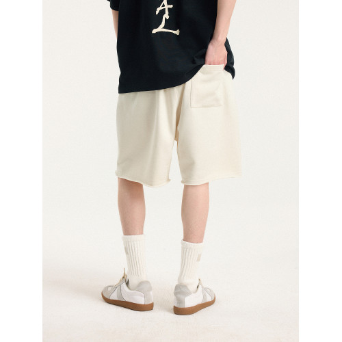 BONELESS十字塗鴉散邊短褲發泡印花抽繩夏季衛褲休閒運動五分褲男