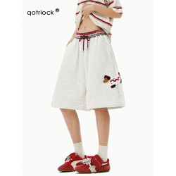 美式臘腸狗立體貼布短褲男夏季潮牌設計感撞色五分褲休閒情侶衛褲