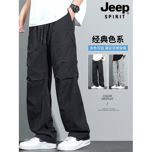 JEEP SPIRIT吉普春秋季男美式傘兵褲寬鬆直筒百搭工裝褲男款戶外