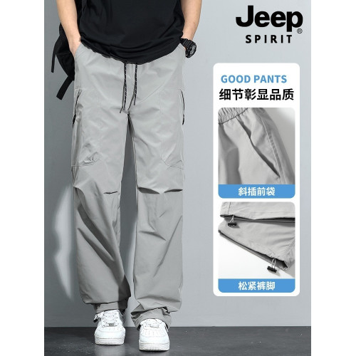 JEEP SPIRIT吉普春秋季男美式傘兵褲寬鬆直筒百搭工裝褲男款戶外