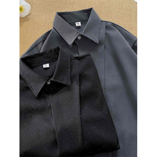 痞帥設計感短袖襯衫男夏季美式復古寬鬆純色襯衣潮流小衆半袖外套