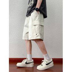 WASSUP DEION潮牌安哥拉紅工裝五分褲子男夏季寬鬆涼感情侶沙灘褲