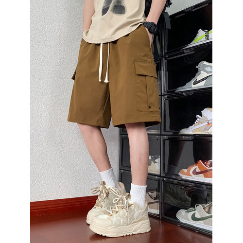 WASSUP DEION潮牌安哥拉紅工裝五分褲子男夏季寬鬆涼感情侶沙灘褲