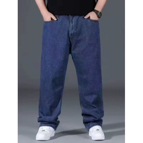 大碼工裝加大加肥彈力牛仔褲男寬鬆直筒胖子長褲子耐磨工作勞保褲