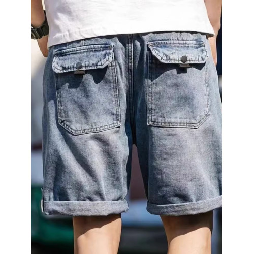 大碼寬鬆百搭潮牌餘文樂牛仔短褲男夏季薄款直筒休閒工裝五分中褲