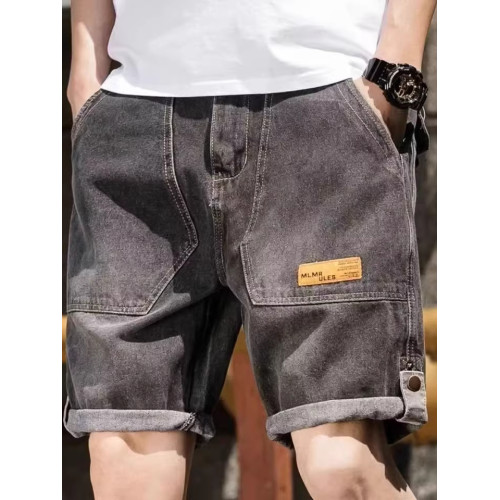 大碼寬鬆百搭潮牌餘文樂牛仔短褲男夏季薄款直筒休閒工裝五分中褲