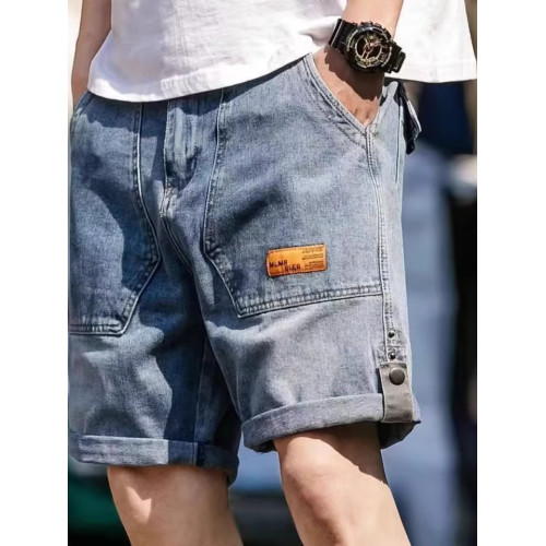 大碼寬鬆百搭潮牌餘文樂牛仔短褲男夏季薄款直筒休閒工裝五分中褲