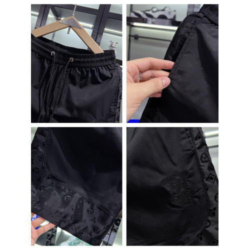 歐貨高級拼接冰絲休閒短褲男夏季2025新款潮流男士涼感沙灘五分褲