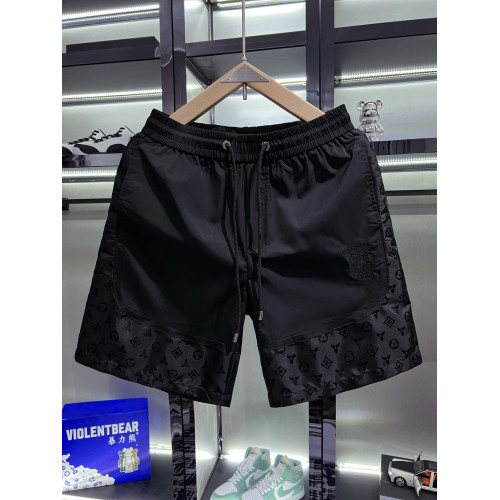 歐貨高級拼接冰絲休閒短褲男夏季2025新款潮流男士涼感沙灘五分褲