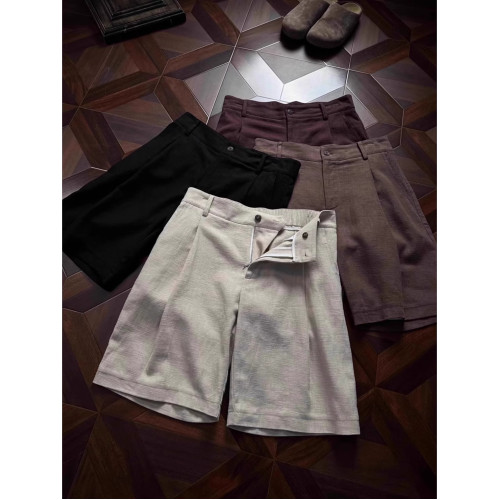 老錢風棉麻短褲男夏季薄款輕熟風高級感五分中褲寬鬆休閒西裝褲子