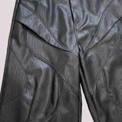 nerazzurri黑色重工七分褲PU皮褲男解搆短褲男士短褲子2025新款