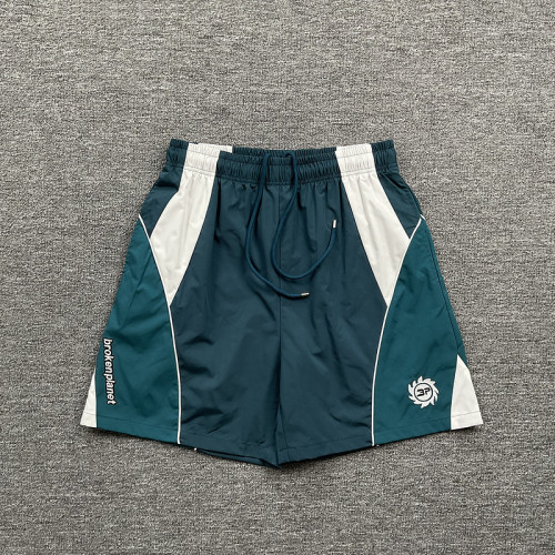 broken planet美潮高街復古運動休閒夏季撞色拼接梭織速乾短褲男