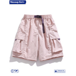 WASSUP KOI聯名冰絲工裝短褲男夏季多巴胺沙灘短褲薄款休閒五分褲